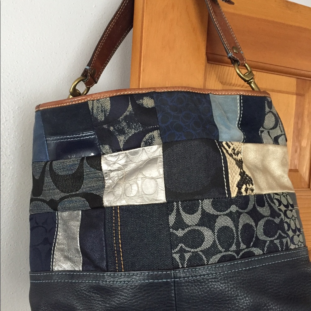 Blue Patchwork Coach Bag